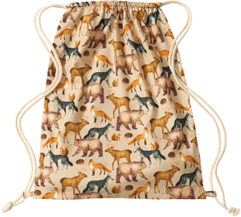 Turnbeutel mit Fuchs- & Wolf-Muster, ca. 32 x 40cm, beige ALANA