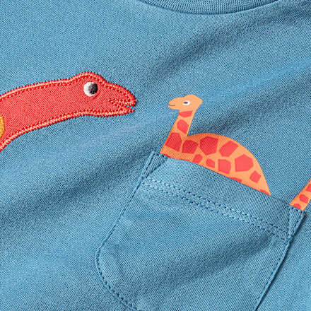 T-Shirt mit Tasche & Dino-Motiv, blau, Gr. 98 ALANA