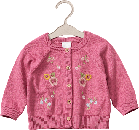 Strickjacke mit Blüten-Muster, beere, Gr. 68 ALANA