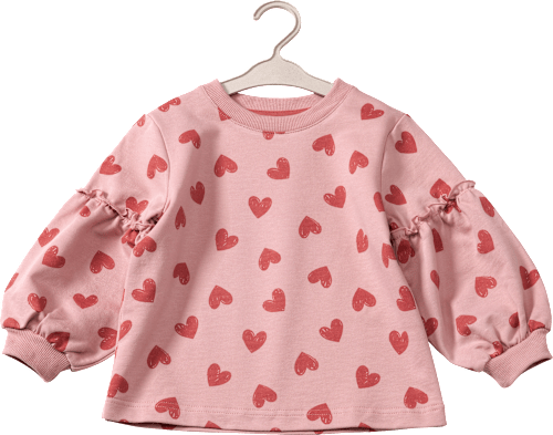 Sweatshirt mit Rüschen & Herz-Muster, rosa, Gr. 104 ALANA