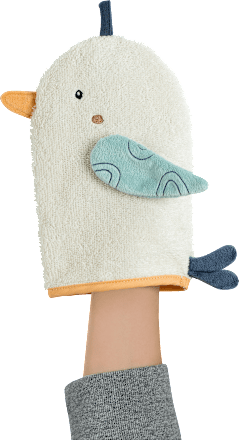 Waschhandschuh Möwe, weiß & blau fehn