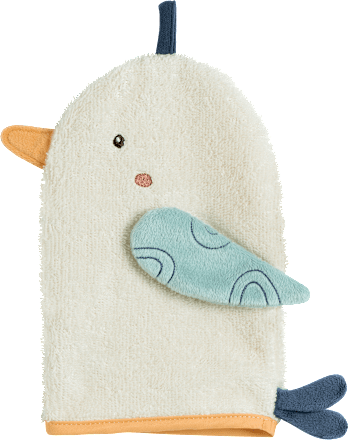Waschhandschuh Möwe, weiß & blau fehn