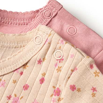 T-Shirts mit Blumen-Muster, rosa + beige, Gr. 98 ALANA