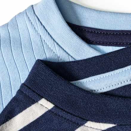 T-Shirts mit Ripp-Struktur + Ringel-Muster, blau, Gr. 116 ALANA