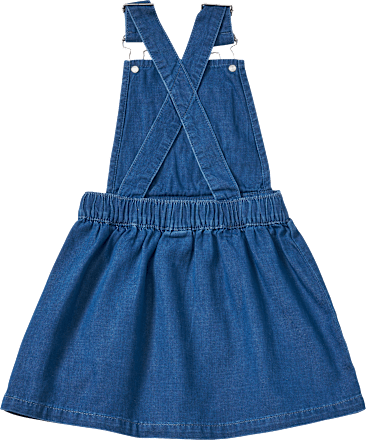 Latzkleid mit Rüschen & Regenbogen-Applikation, blau, Gr. 104 ALANA