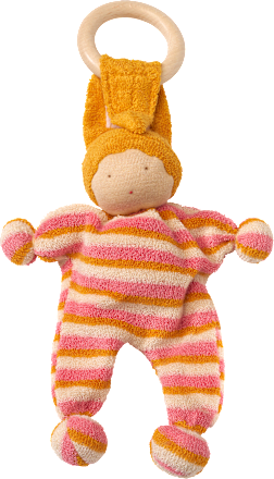 Püppchen mit Holzring, gelb & rosa ALANA