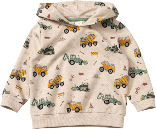 Sweatshirt mit Kapuze & Baustellenfahrzeug-Muster, beige, Gr. 92 ALANA