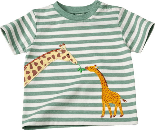 T-Shirt mit Giraffen-Applikation, grün & weiß, Gr. 86 ALANA