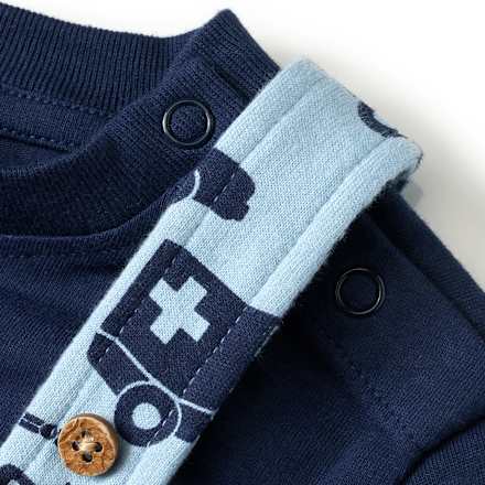 Set mit Latzhose mit Einsatzfahrzeug-Muster & Langarmshirt, blau, Gr. 74 ALANA
