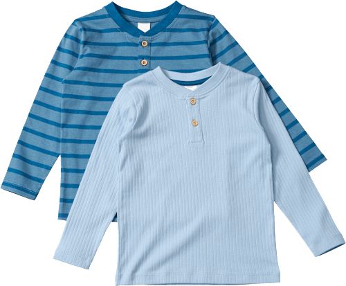 Langarmshirts mit Ripp-Struktur & Ringel-Muster, blau, Gr. 140 ALANA