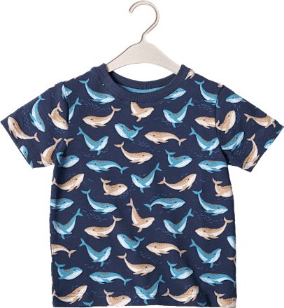 T-Shirt Pro Climate mit Wal-Muster, blau, Gr. 128 ALANA