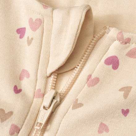 Schlafsack 1 TOG mit Herz-Muster, beige & lila, 100 cm ALANA