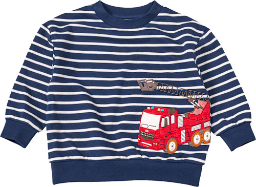 Sweatshirt mit Feuerwehrfahrzeug-Applikation, blau & weiß, Gr. 92 ALANA
