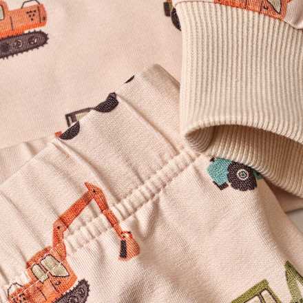 Schlafanzug Pro Climate mit Baustellenfahrzeug-Muster, beige, Gr. 92 ALANA