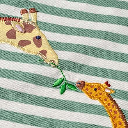 T-Shirt mit Giraffen-Applikation, grün & weiß, Gr. 80 ALANA