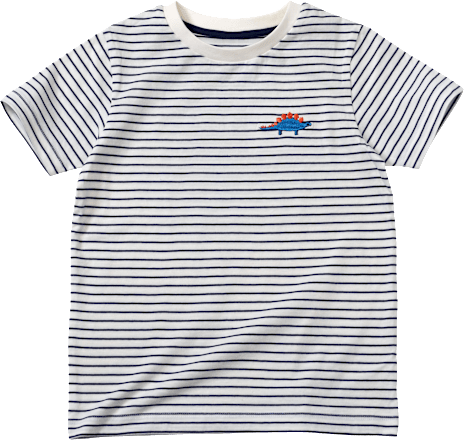 T-Shirt mit Ringel-Muster & Dino-Applikation, weiß & blau, Gr. 122 ALANA