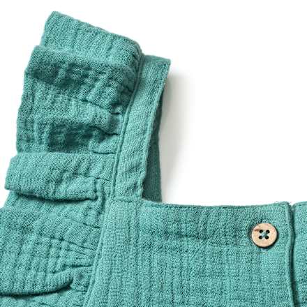 Overall mit Rüschen aus Musselin, türkis, Gr. 116 ALANA