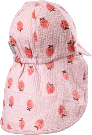 Schirmmütze aus Musselin mit Erdbeeren-Muster, rosa, Gr. 52/53 ALANA