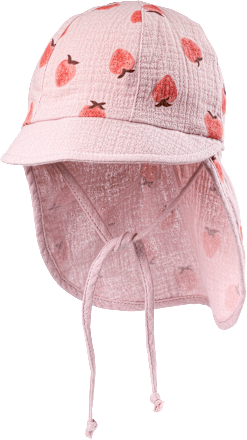 Schirmmütze aus Musselin mit Erdbeeren-Muster, rosa, Gr. 46/47 ALANA