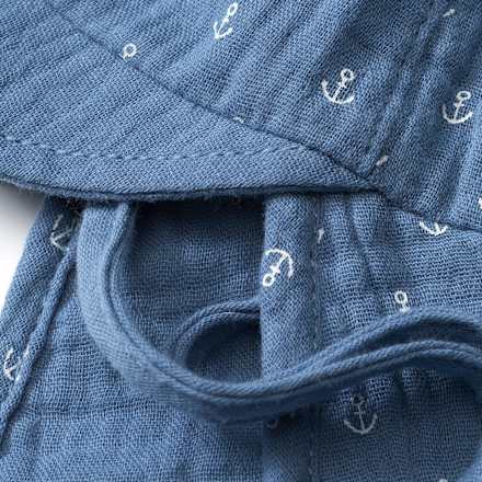 Schirmmütze aus Musselin mit Anker-Muster, blau, Gr. 48/49 ALANA