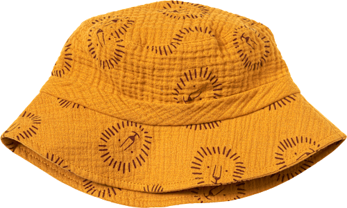 Hut aus Musselin mit Löwen-Muster, gelb, Gr. 54/55 ALANA
