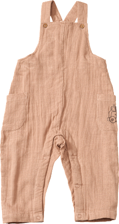 Latzhose aus Musselin & mit Traktor-Stickerei, braun, Gr. 74 ALANA