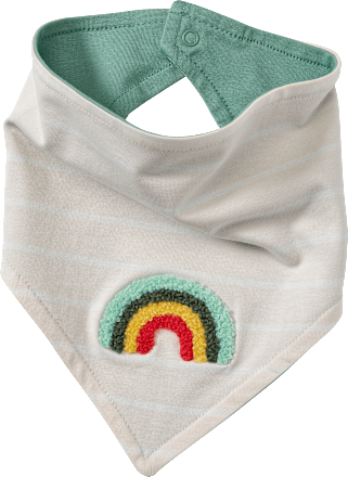 Halstuch mit Regenbogen-Applikation, beige + grün ALANA