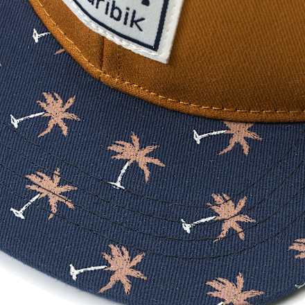 Basecap mit Palmen-Muster, orange + blau, 52/53 PUSBLU