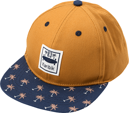 Basecap mit Palmen-Muster, orange + blau, 52/53 PUSBLU