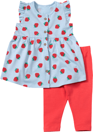 Set mit Tunika und Leggings mit Erdbeer-Muster, blau + rot, Gr. 80 ALANA