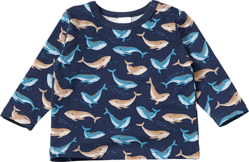 Langarmshirt Pro Climate mit Wal-Muster, blau, Gr. 74 ALANA