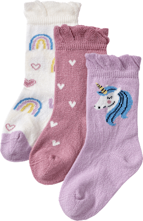 Socken mit Einhorn- & Regenbogen-Motiv, lila + rosa + weiß, Gr. 19/22 ALANA