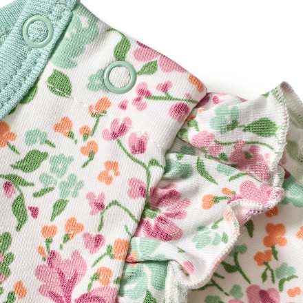 Body Kurzarm Pro Climate mit Blumen-Muster, grün & rosa, Gr. 98/104 ALANA