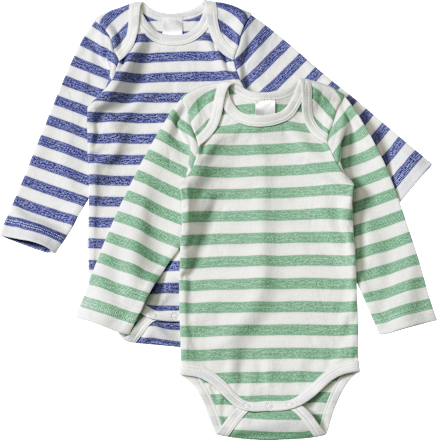 Bodys Langarm mit Ringel-Muster, blau + grün, Gr. 74/80 ALANA