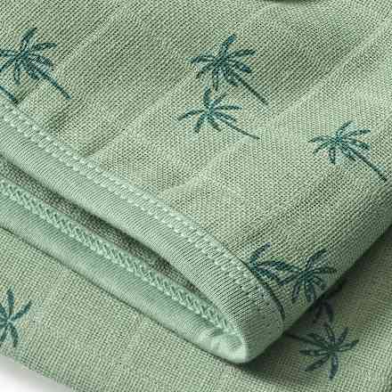 Decke aus Musselin mit Palmen-Muster, grün, 100 x 100 cm ALANA
