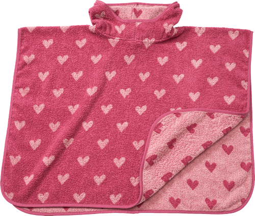 Badeponcho mit Herz-Muster, rosa, Gr. 0, ca. 1-4 Jahre ALANA