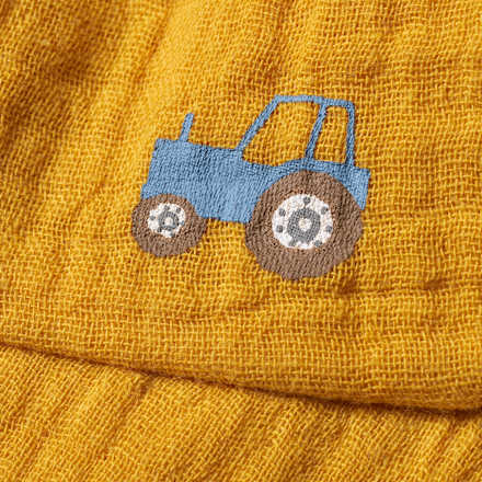 Schirmmütze aus Musselin & mit Traktor-Motiv, gelb, Gr. 44/45 ALANA