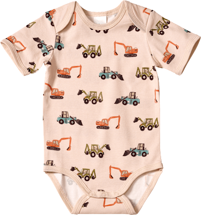 Body Pro Climate Kurzarm mit Baustellenfahrzeug-Muster, beige, Gr. 86/92 ALANA