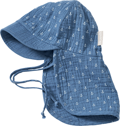 Schirmmütze aus Musselin mit Anker-Muster, blau, Gr. 48/49 ALANA