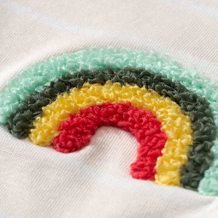 Halstuch mit Regenbogen-Applikation, beige + grün ALANA