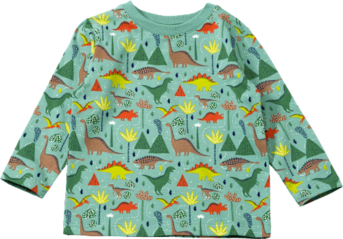 Langarmshirt Pro Climate mit Dino-Muster, grün, Gr. 128 ALANA
