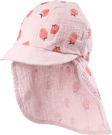 Schirmmütze aus Musselin mit Erdbeeren-Muster, rosa, Gr. 52/53 ALANA