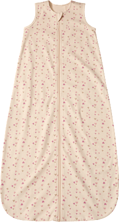 Schlafsack 1 TOG mit Herz-Muster, beige & lila, 100 cm ALANA