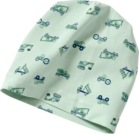 Mütze mit Traktor- & Bagger-Muster, grün, Gr. 54/55 ALANA