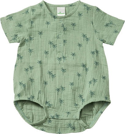 Body Kurzarm aus Musselin mit Palmen-Muster, grün, Gr. 74/80 ALANA