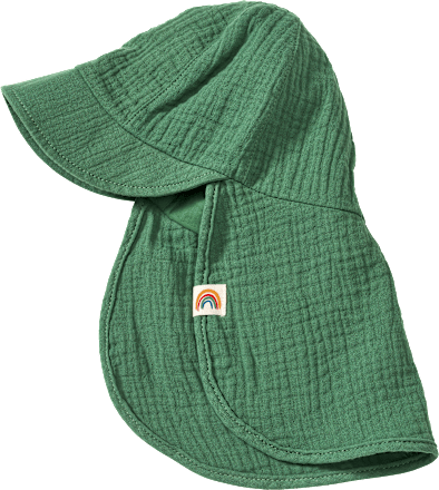 Schirmmütze mit Nackenschutz aus Musselin, grün, 52/53 ALANA
