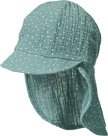 Schirmmütze aus Musselin mit Punkte-Muster, blau, Gr. 52/53 ALANA