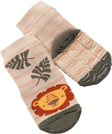 Stoppersocken mit Löwen-Muster, beige, Gr. 25/26 PUSBLU