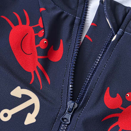 UV Badeoverall mit Krebs- & Anker-Muster, blau & rot, Gr. 86/92 PUSBLU