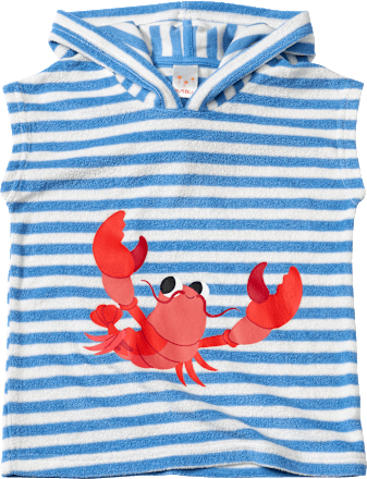Badeshirt aus Frottee mit Flusskrebs-Motiv, blau & rot, Gr. 86/92 PUSBLU